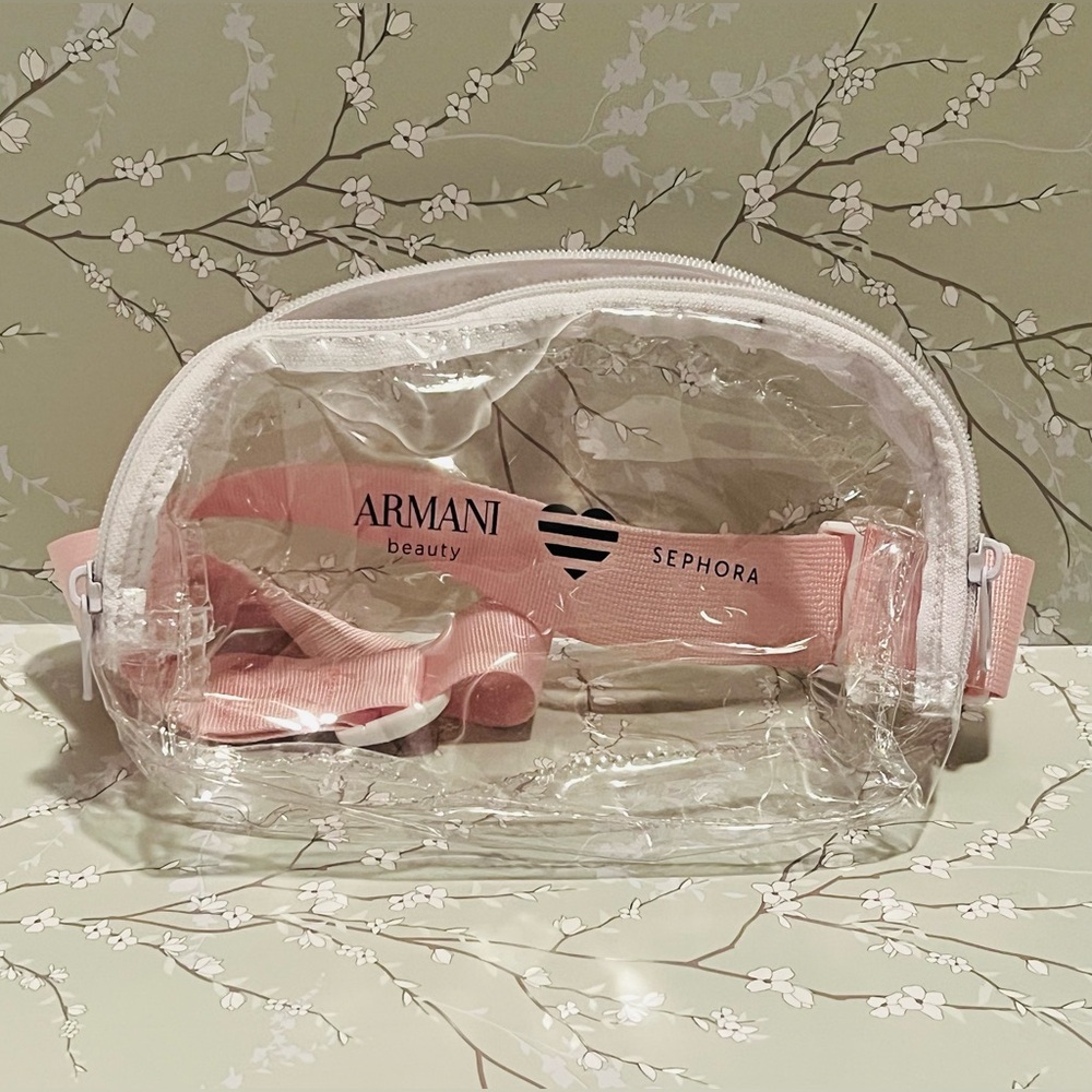 Giorgio Armani Clear Cosmetic Belt Bag with Pale Pink Strap